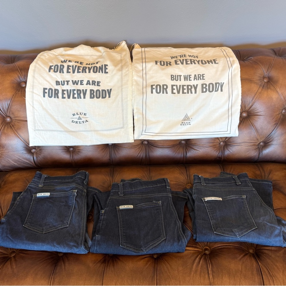 3 pair of Men's Blue Delta, dark denim jeans
